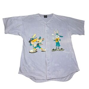Vintage 1994 Looney Tunes Baseball Jersey Bugs Bunny Daffy Taz Purple Large USA